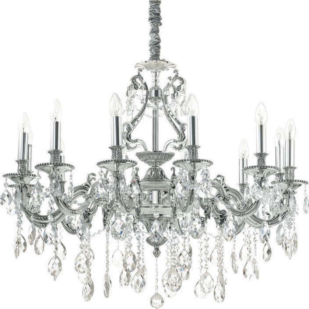 IDEAL LUX 12ΦΩΤΟΣ ΠΟΛΥΕΛΑΙΟΣ ΜΕ ΚΡΥΣΤΑΛΛΑ ΑΣΗΜΙ GIOCONDA 164953