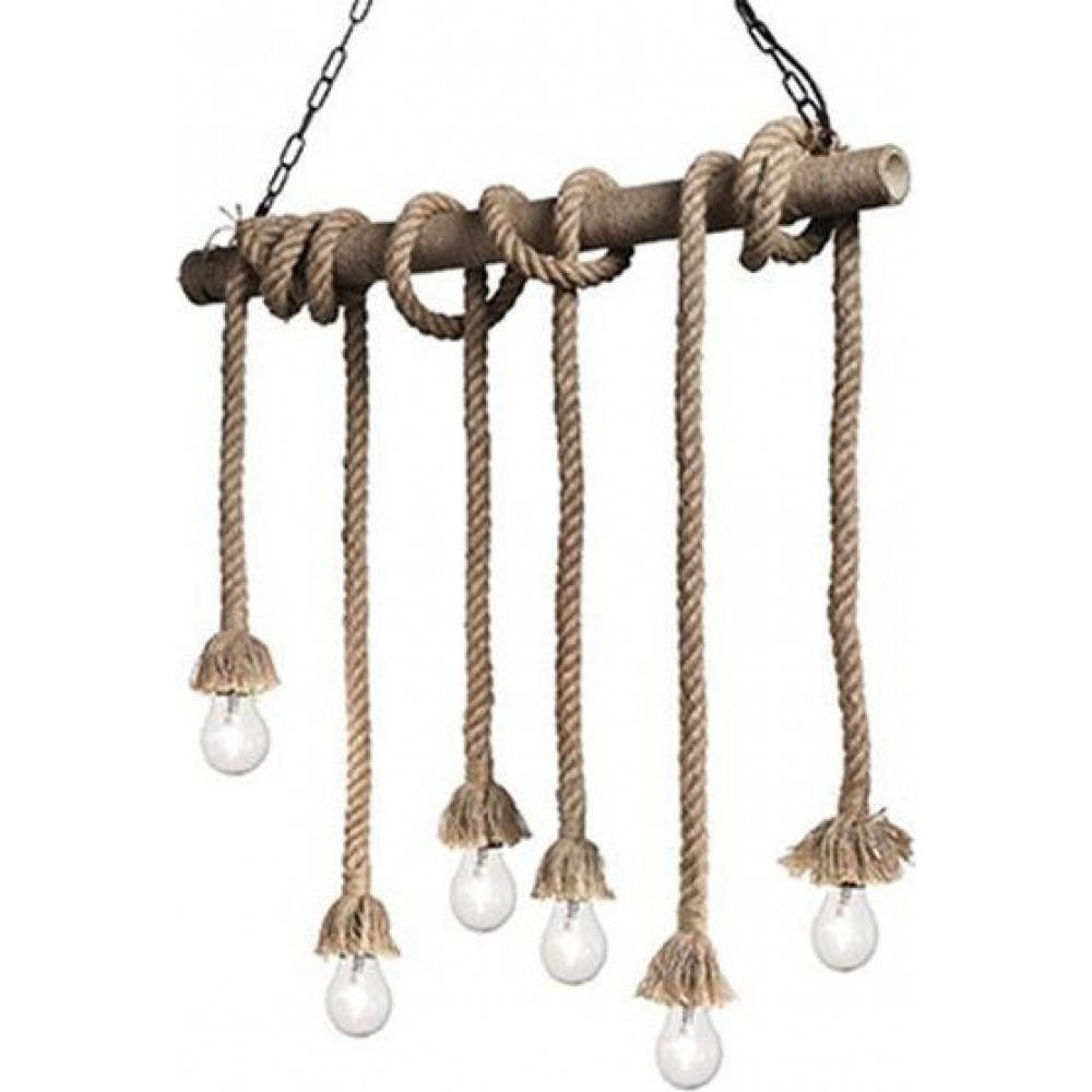 IDEAL LUX 6ΦΩΤΟ ΦΩΤΙΣΤΙΚΟ ΟΡΟΦΗΣ ΡΑΓΑ ΣΧΟΙΝΙ NATURAL CANAPA 134826