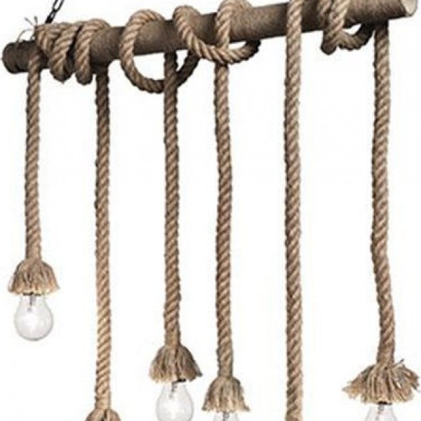 IDEAL LUX 6ΦΩΤΟ ΦΩΤΙΣΤΙΚΟ ΟΡΟΦΗΣ ΡΑΓΑ ΣΧΟΙΝΙ NATURAL CANAPA 134826