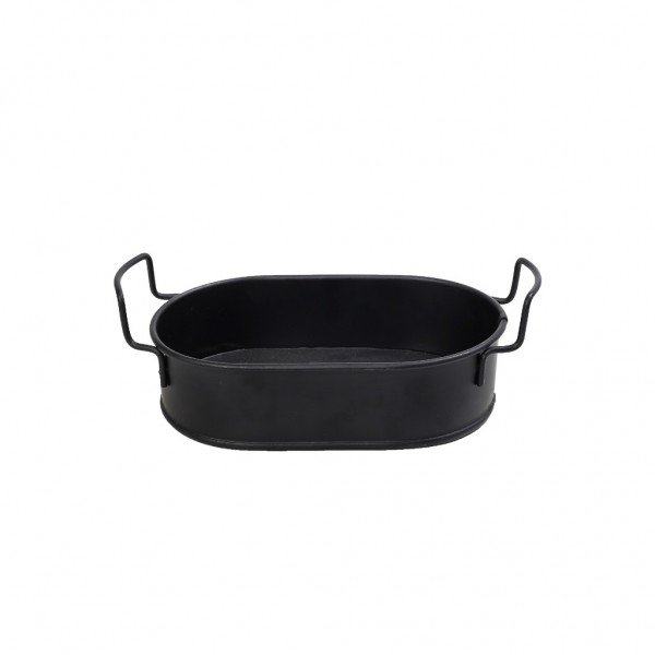 Espiel ΔΟΧΕΙΟ ΟΒΑΛ  ΜΕΤΑΛ. ΜΕ ΛΑΒΕΣ ΜΑΥΡΟ 21(23 INCL. HANDLES)X13X5.5CM (smA)