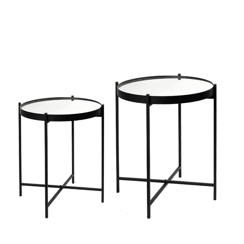 Espiel ΤΡΑΠΕΖΑΚΙ SET/2 ΜΕΤΑΛ. ΣΤΡΟΓΓ. ΜΑΥΡΟ ΜΕ ΚΑΘΡΕΠΤΗ  D40/45XH45,5/50,5ΕΚ