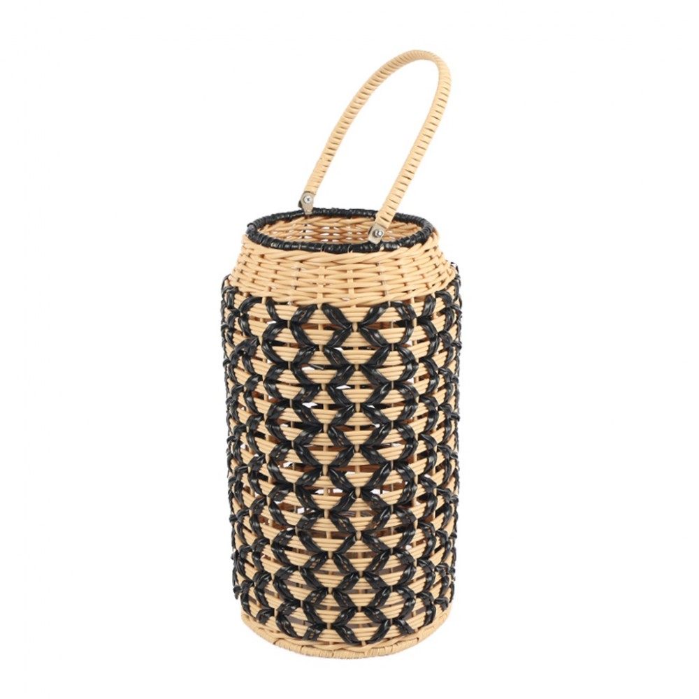 Espiel ΦΑΝΑΡΙ RATTAN ΚΥΛΙΝΔ. ΜΠΕΖ/ΜΑΥΡΟ 22X39EK