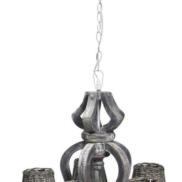 Espiel ΠΟΛΥΦΩΤΟ ΞΥΛΙΝΟ ΓΚΡΙ ΜΕ RATTAN ΚΑΠΕΛΑ 58Χ58ΕΚ.