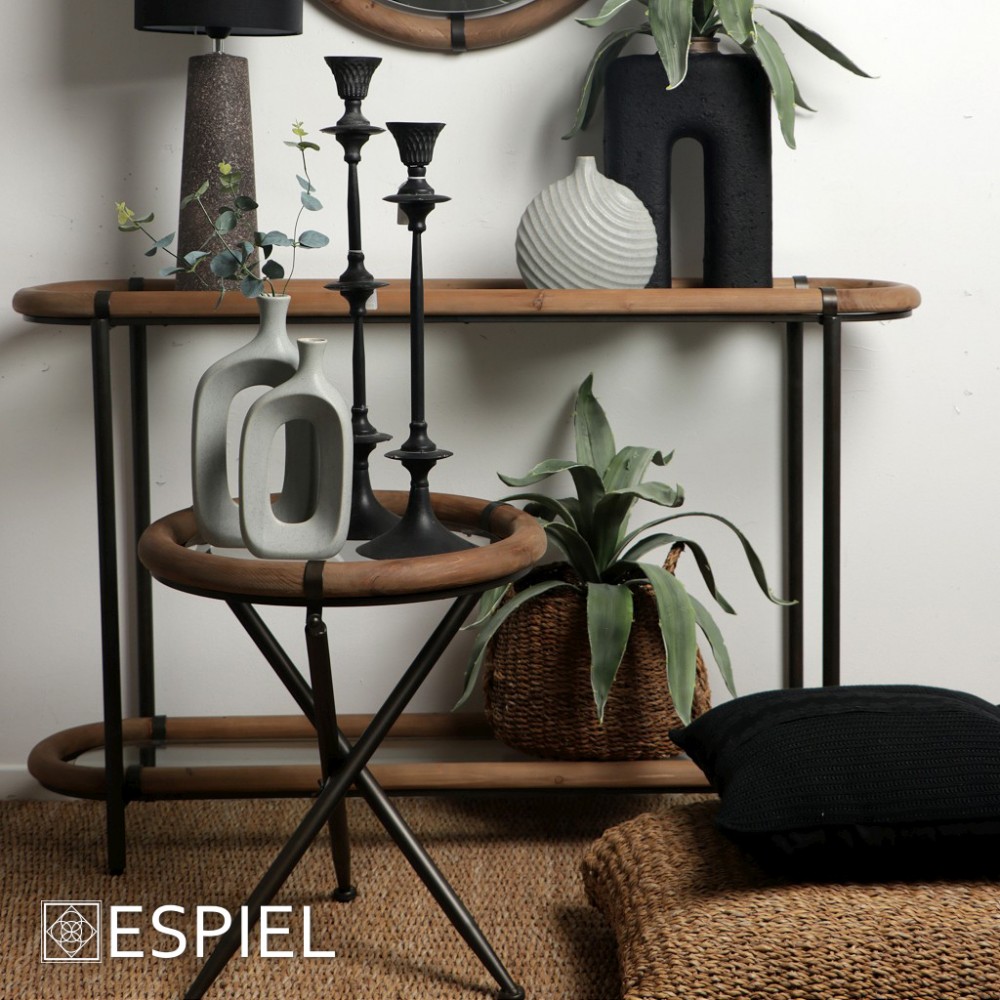 Espiel ΤΡΑΠΕΖΑΚΙ SET/2 ΣΤΡΟΓΓ. ΓΥΑΛ. TEMPERED ΜΕ ΞΥΛ. ΠΕΡΙΜΕΤΡΟ ΚΑΙ ΜΕΤΑΛΛΙΚΗ ΒΑΣΗ D65/50XH66/56ΕΚ