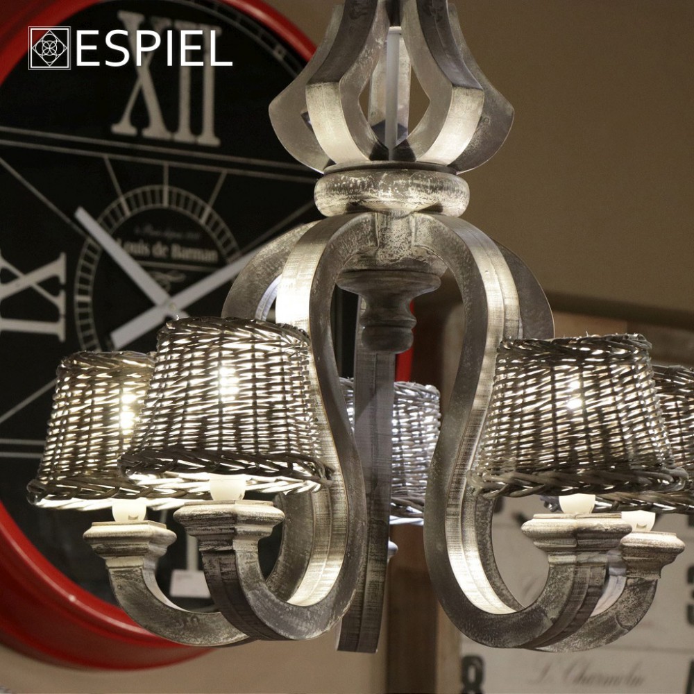 Espiel ΠΟΛΥΦΩΤΟ ΞΥΛΙΝΟ ΓΚΡΙ ΜΕ RATTAN ΚΑΠΕΛΑ 58Χ58ΕΚ.