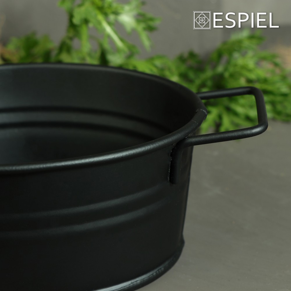 Espiel ΔΟΧΕΙΟ ΟΒΑΛ ΜΕΤΑΛ. ΜΕ ΛΑΒΕΣ ΜΑΥΡΟ  18(23 INCL. HANDLES)X14X7CM (smA)