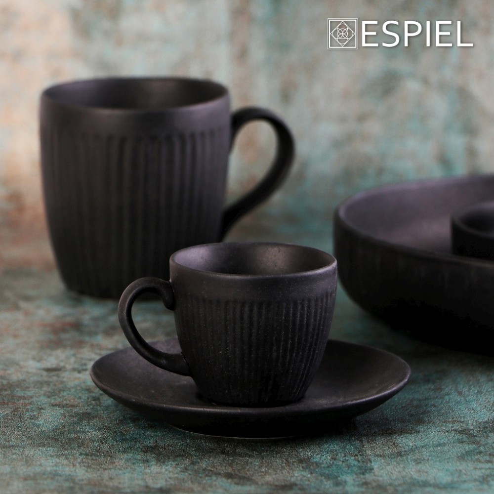 Espiel DIS. GOBI BLACK SAND HANDMADE ΦΛΙΤΖΑΝΙ & ΠΙΑΤΑΚΙ ΚΑΠΟΥΤΣΙΝΟ ΜΑΥΡΟ ΜΑΤ 220CC 14Χ14Χ8ΕΚ