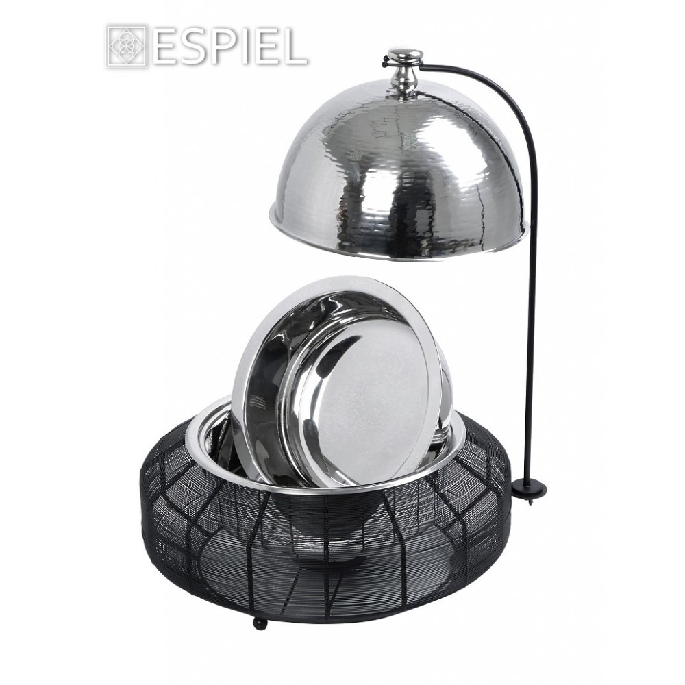 Espiel CHAFFING DISH ΜΕ ΒΑΣΗ ΣΤΗΡ. ΚΑΠ. ΚΑΙ ΔΙΠΛΟ ΔΟΧΕΙΟ SS/ΑΛΟΥΜ/ΣΙΔΗΡ. ΜΑΥΡΟ 6000ML GEL WAX 50Χ50Χ42-69ΕΚ