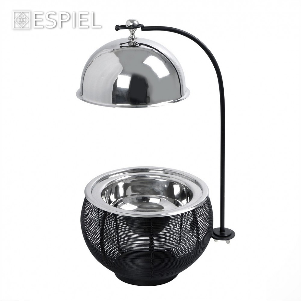 Espiel CHAFFING DISH ΜΕ ΒΑΣΗ ΣΤΗΡ. ΚΑΠ. ΚΑΙ ΔΙΠΛΟ ΔΟΧΕΙΟ SS/ΑΛΟΥΜ/ΣΙΔΗΡ. ΜΑΥΡΟ 1500ML GEL WAX 25Χ25Χ30-49ΕΚ