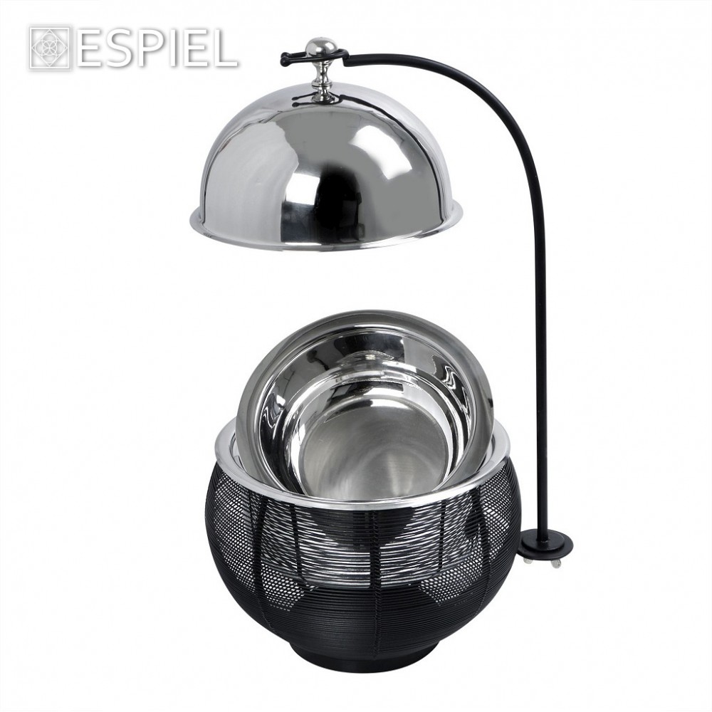 Espiel CHAFFING DISH ΜΕ ΒΑΣΗ ΣΤΗΡ. ΚΑΠ. ΚΑΙ ΔΙΠΛΟ ΔΟΧΕΙΟ SS/ΑΛΟΥΜ/ΣΙΔΗΡ. ΜΑΥΡΟ 3500ML GEL WAX 33Χ33Χ36-56ΕΚ
