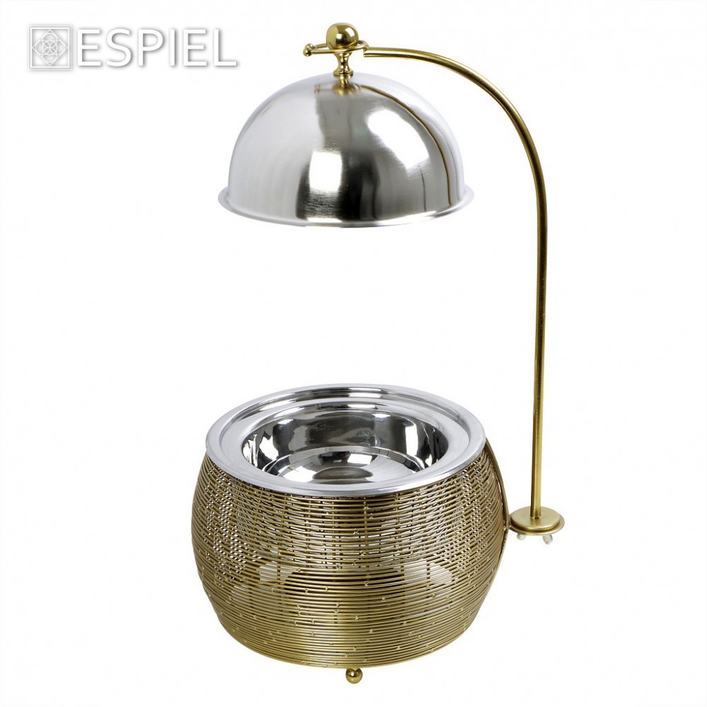 Espiel CHAFFING DISH ΜΕ ΒΑΣΗ ΣΤΗΡ. ΚΑΠ. ΚΑΙ ΔΙΠΛΟ ΔΟΧΕΙΟ SS/ΑΛΟΥΜ/ΣΙΔΗΡ. ΧΡΥΣΟ 2500ML GEL WAX 30Χ30Χ33-55ΕΚ