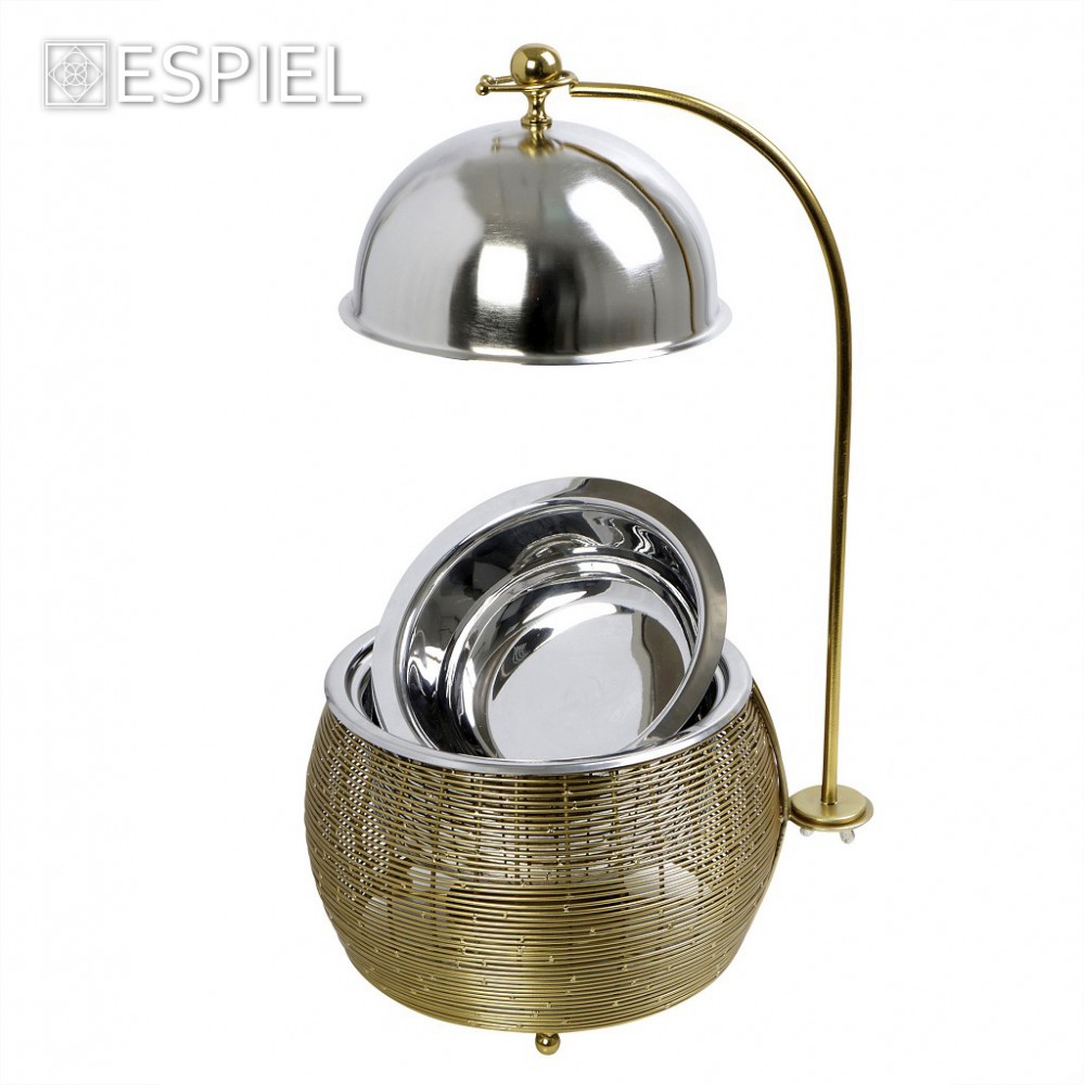Espiel CHAFFING DISH ΜΕ ΒΑΣΗ ΣΤΗΡ. ΚΑΠ. ΚΑΙ ΔΙΠΛΟ ΔΟΧΕΙΟ SS/ΑΛΟΥΜ/ΣΙΔΗΡ. ΧΡΥΣΟ 2500ML GEL WAX 30Χ30Χ33-55ΕΚ