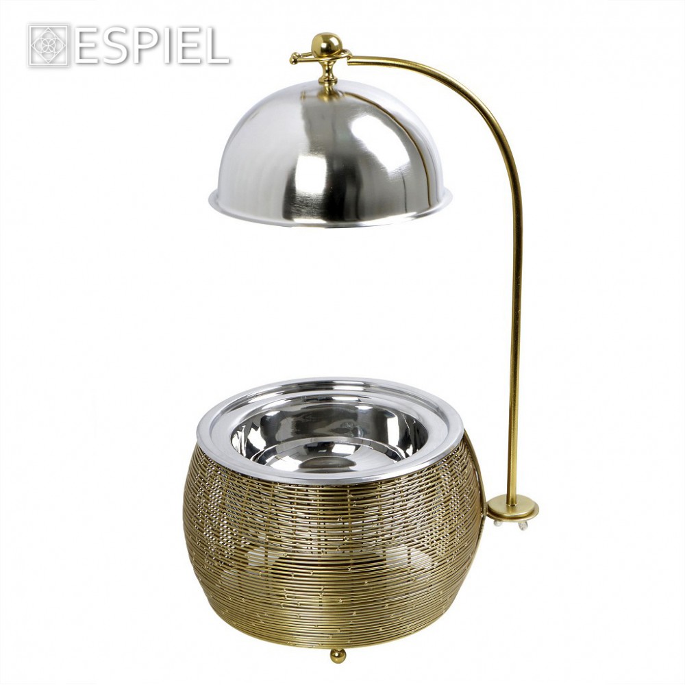 Espiel CHAFFING DISH ΜΕ ΒΑΣΗ ΣΤΗΡ. ΚΑΠ. ΚΑΙ ΔΙΠΛΟ ΔΟΧΕΙΟ SS/ΑΛΟΥΜ/ΣΙΔΗΡ. ΧΡΥΣΟ 3500ML GEL WAX 33Χ33Χ37-61ΕΚ