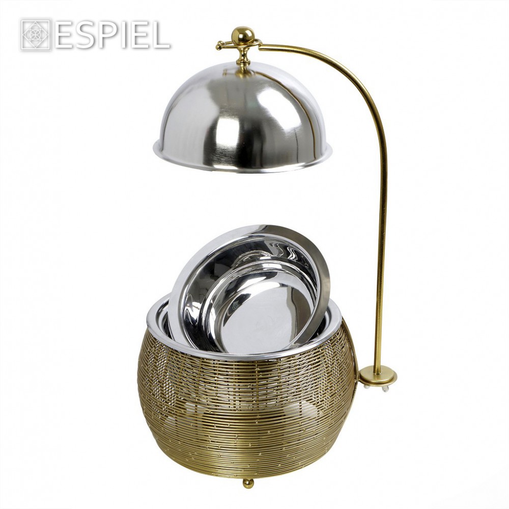 Espiel CHAFFING DISH ΜΕ ΒΑΣΗ ΣΤΗΡ. ΚΑΠ. ΚΑΙ ΔΙΠΛΟ ΔΟΧΕΙΟ SS/ΑΛΟΥΜ/ΣΙΔΗΡ. ΧΡΥΣΟ 3500ML GEL WAX 33Χ33Χ37-61ΕΚ