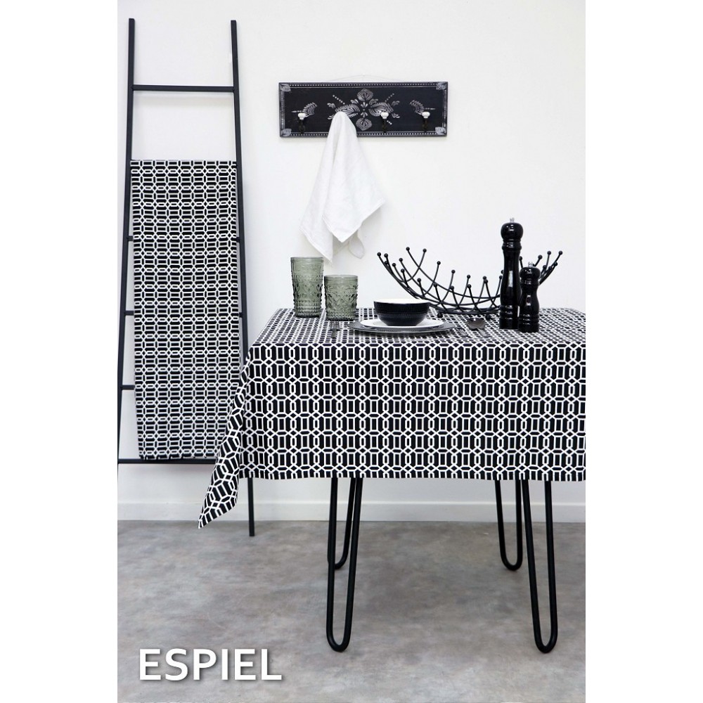 Espiel ΤΡΑΠΕΖΟΜΑΝΤΗΛΟ ΛΕΥΚΟ-ΜΑΥΡΟ ΒΑΜΒΑΚ. 120χ120 ΕΚ