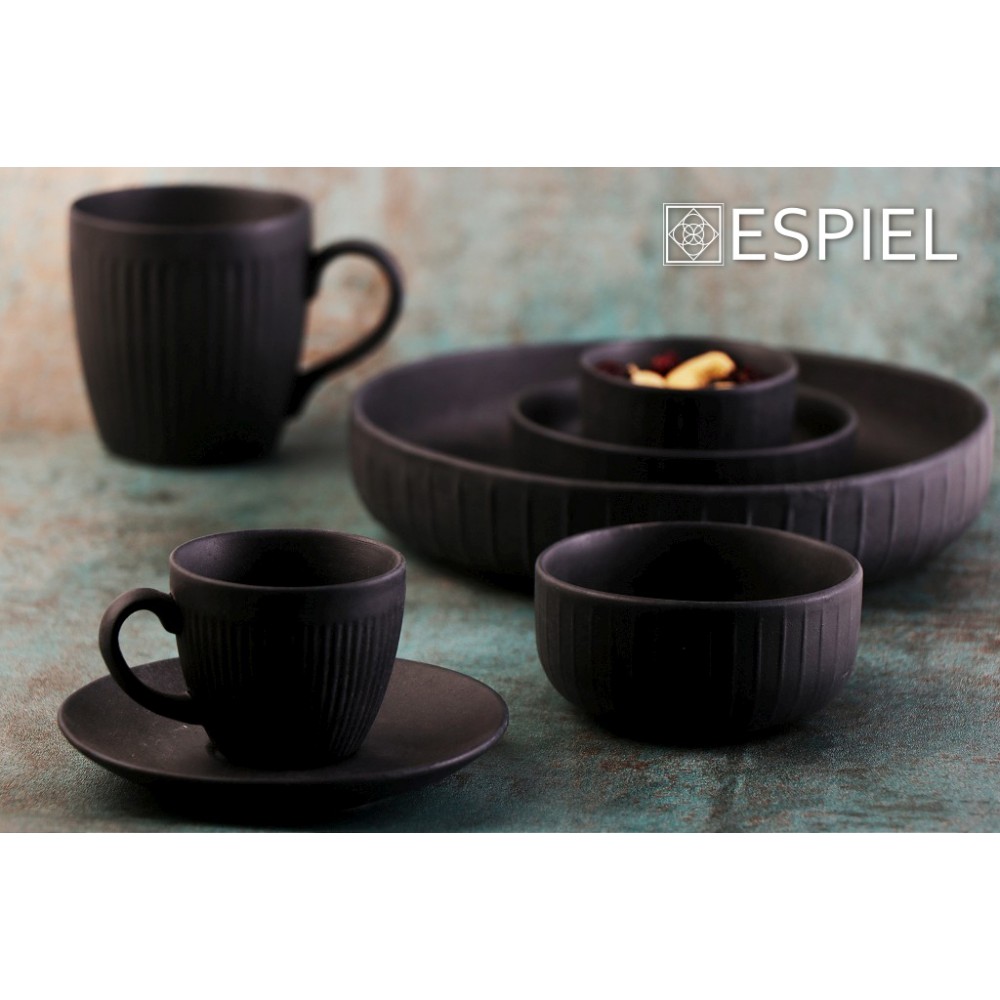 Espiel DIS. GOBI BLACK SAND HANDMADE ΦΛΙΤΖΑΝΙ & ΠΙΑΤΑΚΙ ΚΑΠΟΥΤΣΙΝΟ ΜΑΥΡΟ ΜΑΤ 220CC 14Χ14Χ8ΕΚ