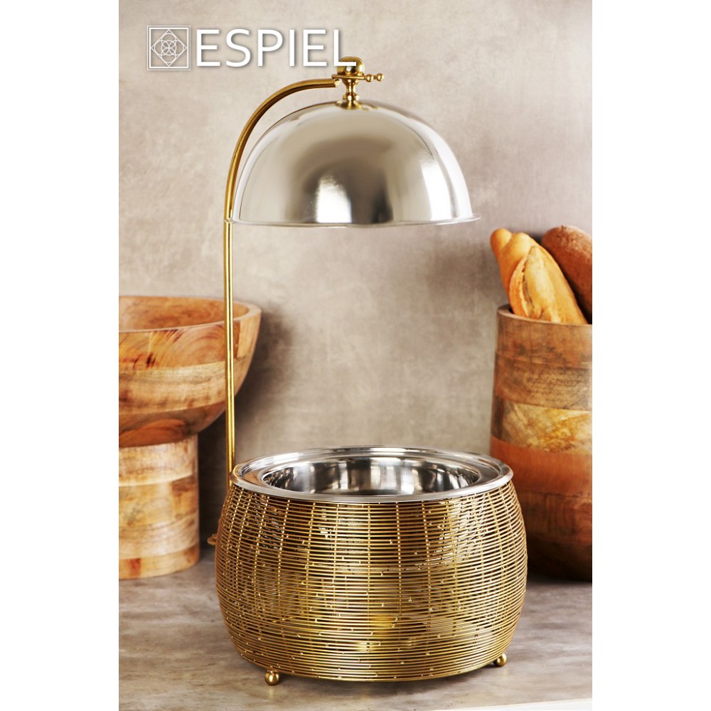 Espiel CHAFFING DISH ΜΕ ΒΑΣΗ ΣΤΗΡ. ΚΑΠ. ΚΑΙ ΔΙΠΛΟ ΔΟΧΕΙΟ SS/ΑΛΟΥΜ/ΣΙΔΗΡ. ΧΡΥΣΟ 1500ML GEL WAX 25Χ25Χ30-49ΕΚ