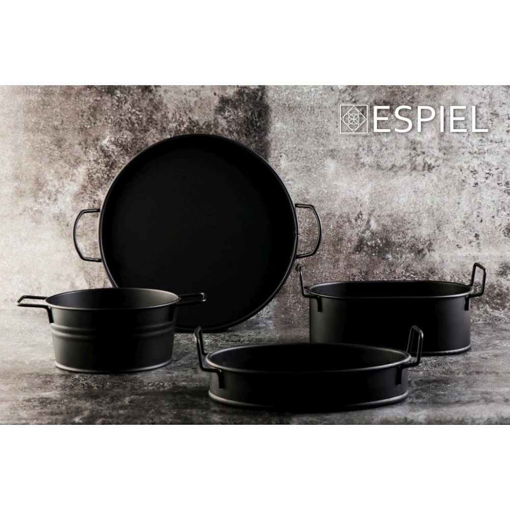 Espiel ΔΟΧΕΙΟ ΟΒΑΛ  ΜΕΤΑΛ. ΜΕ ΛΑΒΕΣ ΜΑΥΡΟ 21(23 INCL. HANDLES)X13X5.5CM (smA)