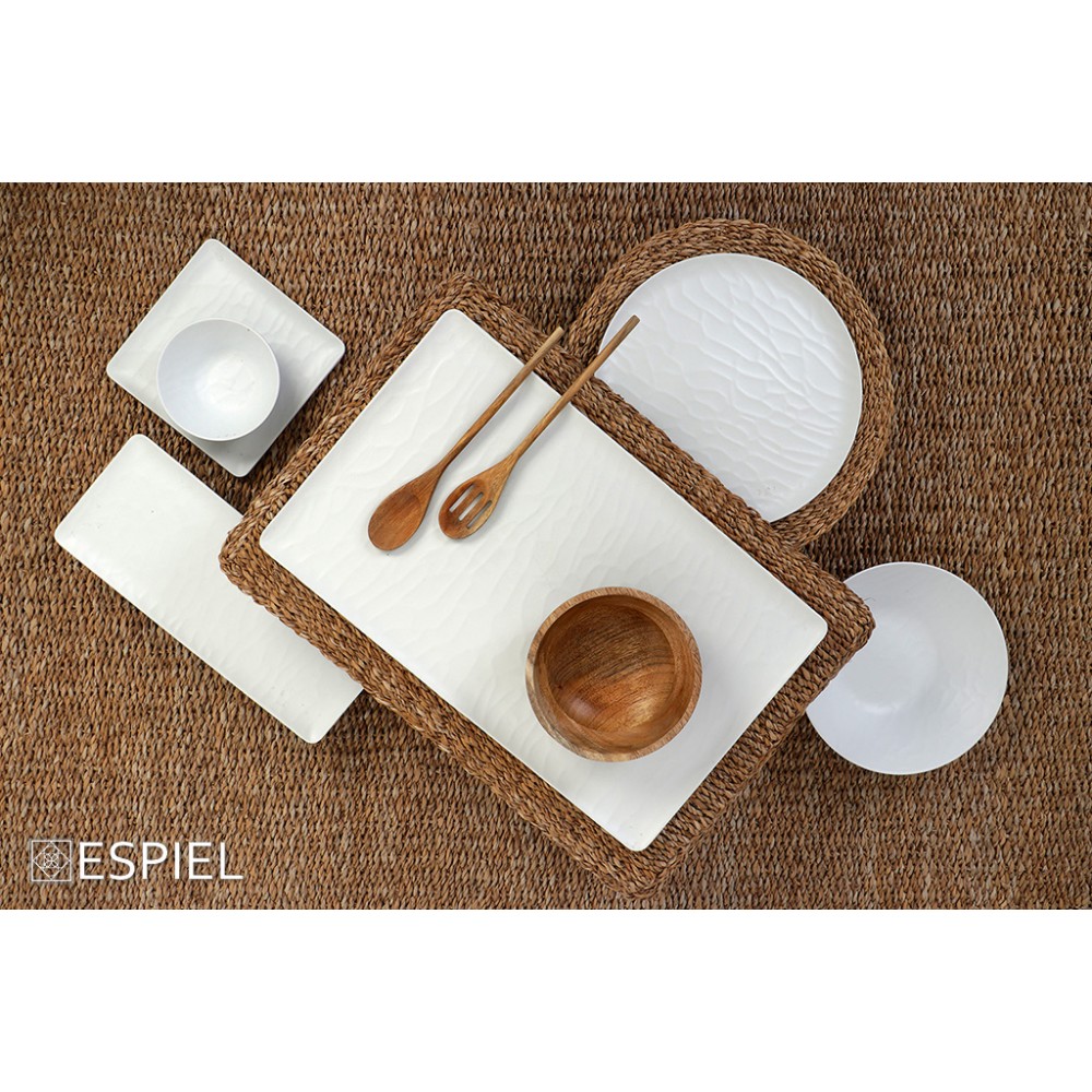 Espiel WHITE  ΠΙΑΤΟ ΡΗΧΟ ΤΕΤΡΑΓ. 18ΕΚ WAVY MATTE ΜΕΛΑΜΙΝΗΣ