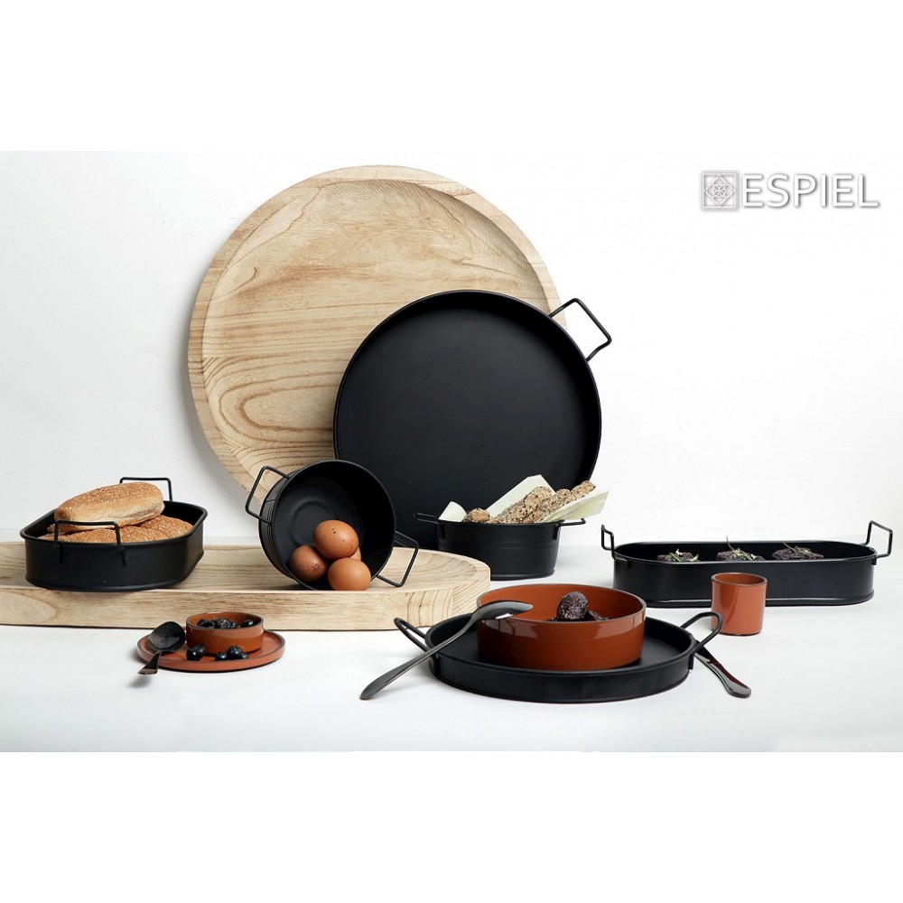 Espiel ΔΟΧΕΙΟ ΟΒΑΛ  ΜΕΤΑΛ. ΜΕ ΛΑΒΕΣ ΜΑΥΡΟ 21(23 INCL. HANDLES)X13X5.5CM (smA)