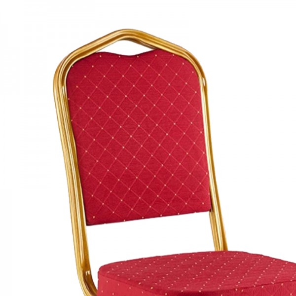 Καρέκλα συνεδρίου Hilton pakoworld στοιβαζόμενη ύφασμα κόκκινο-μέταλλο χρυσό 40x42x92εκ