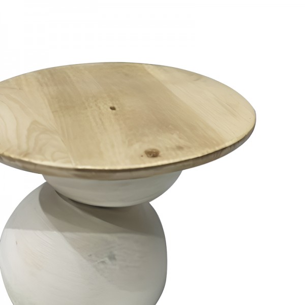 Βοηθητικό τραπέζι Sedra Inart white wash-φυσικό μασίφ mango ξύλο Φ38x44εκ