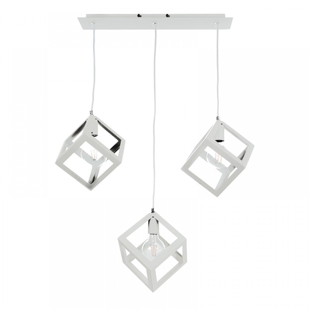 InLight Κρεμαστό φωτιστικό από λευκό μέταλλο 3XE27 D:60cm (4400-3-WH-ΡΑΓΑ)