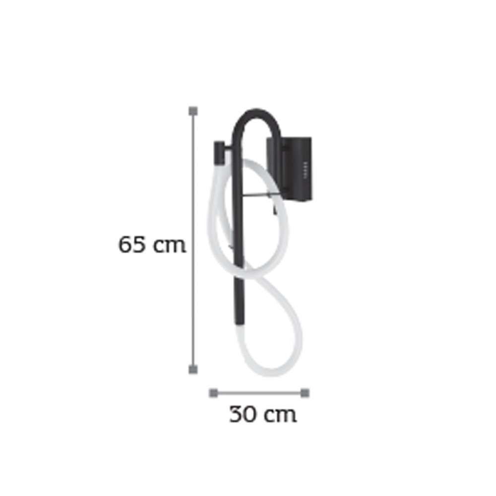 InLight Επιτοίχιο φωτιστικό LED 25W 3000K από μαύρο μέταλλο και σωλήνα σιλικόνης D:65cm (43010)