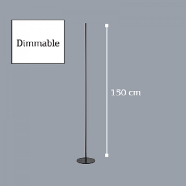 InLight Επιδαπέδιο φωτιστικό LED 24W 3000K από μαύρο μέταλλο D:150cm  (45012)