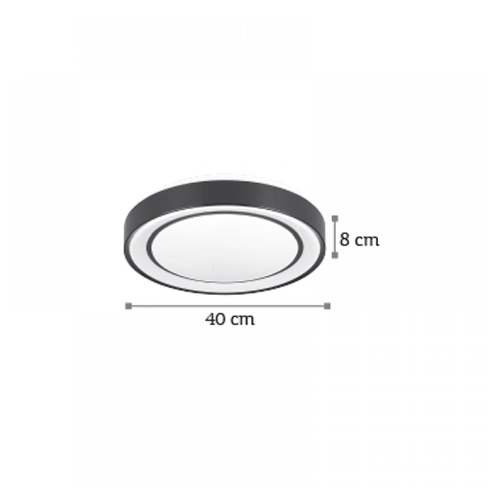 InLight Πλαφονιέρα οροφής LED 27W 3CCT από μαύρο μέταλλο και ακρυλικό D:40cm (42179-Β)
