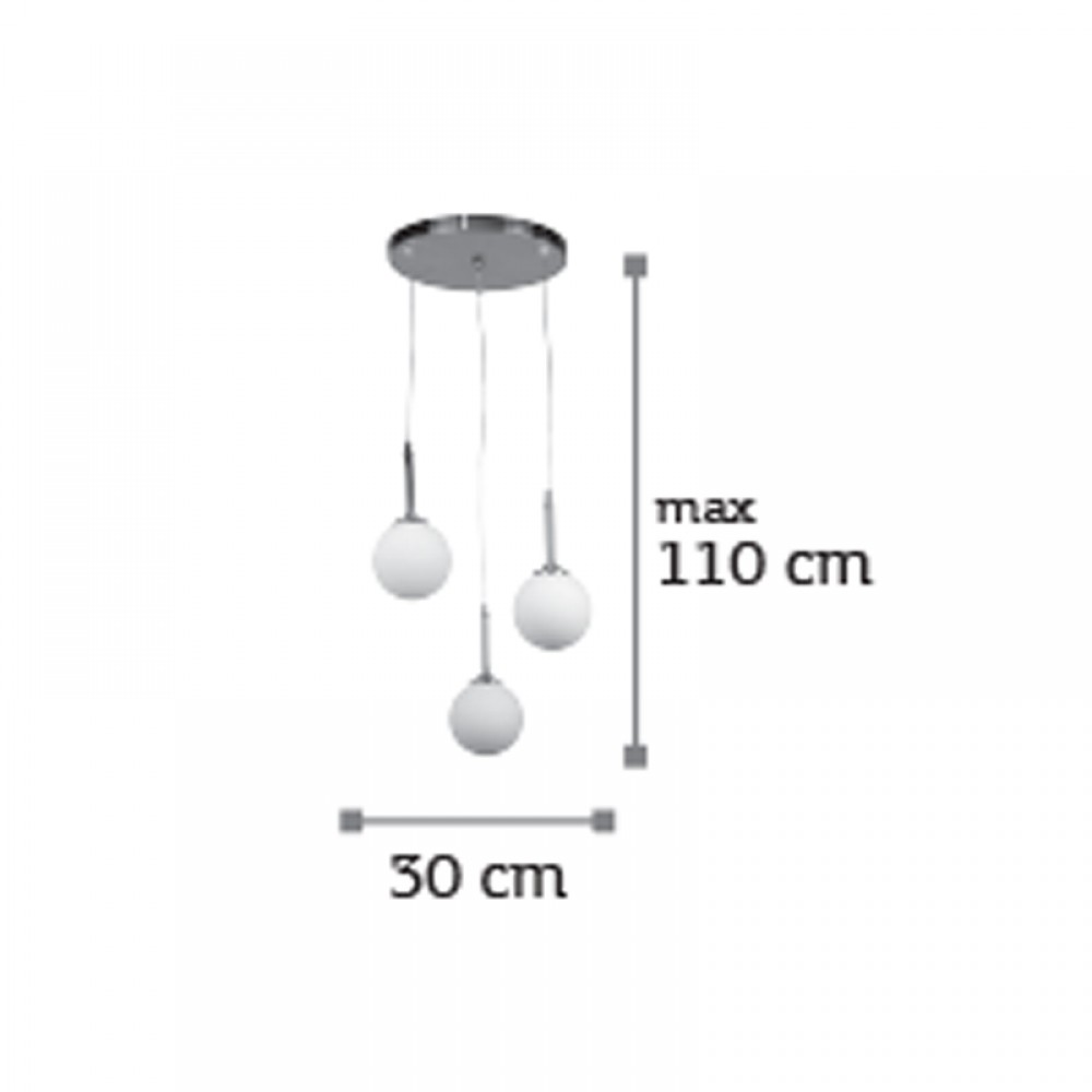 InLight Κρεμαστό φωτιστικό από χρώμιο μέταλλο και λευκή οπαλίνα 3XG9 D:30cm (4515-3 ΡΟΖΕΤΑ)