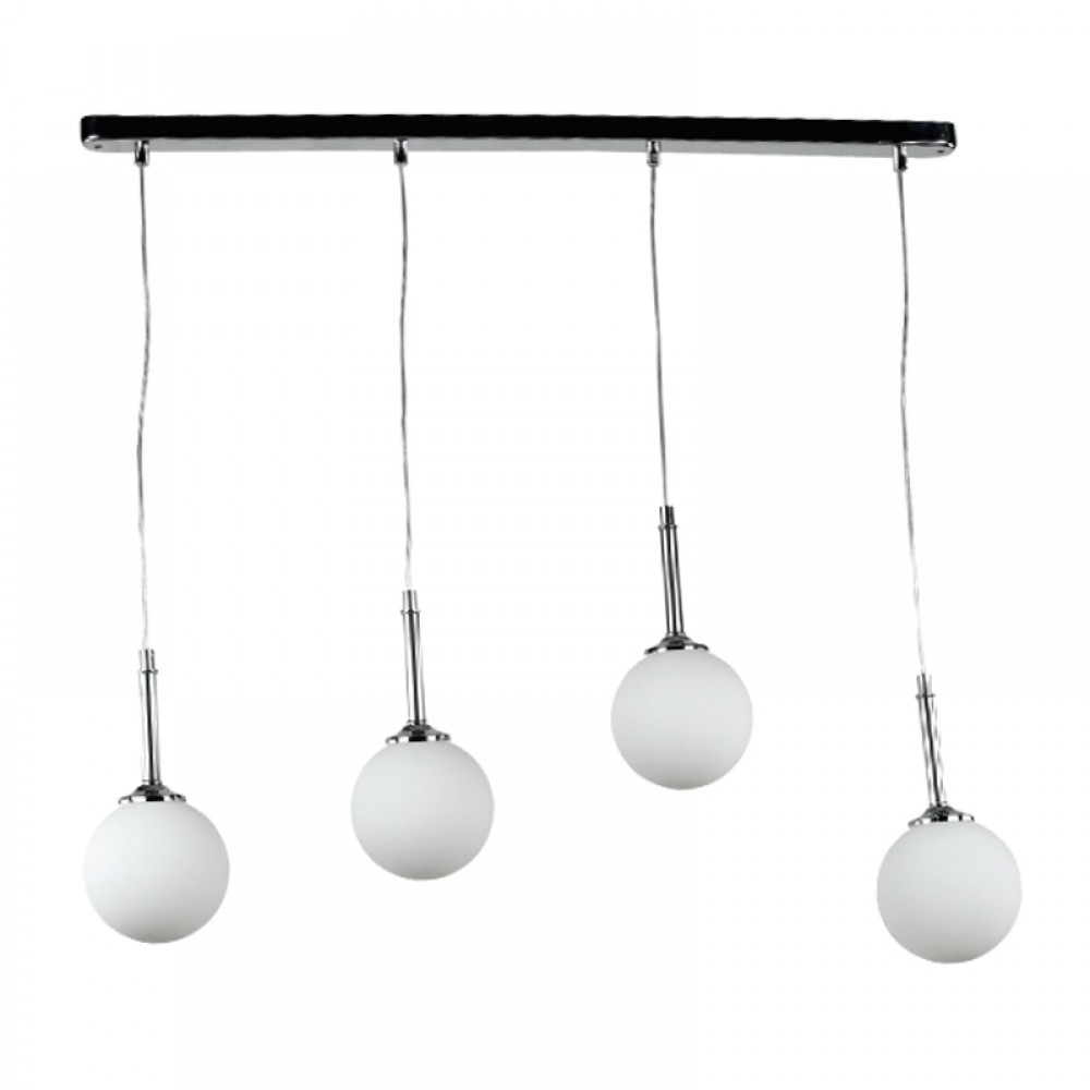 InLight Κρεμαστό φωτιστικό από χρώμιο μέταλλο και λευκή οπαλίνα 4XG9 D:80cm (4515-4 ΡΑΓΑ)