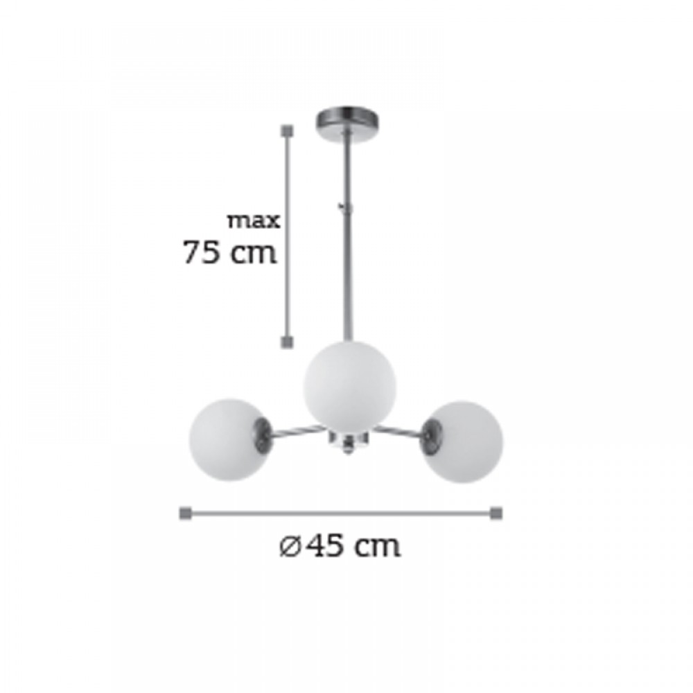 InLight Κρεμαστό φωτιστικό από χρυσό ματ μέταλλο και λευκή οπαλίνα 3XG9 D:45cm (5316-3)