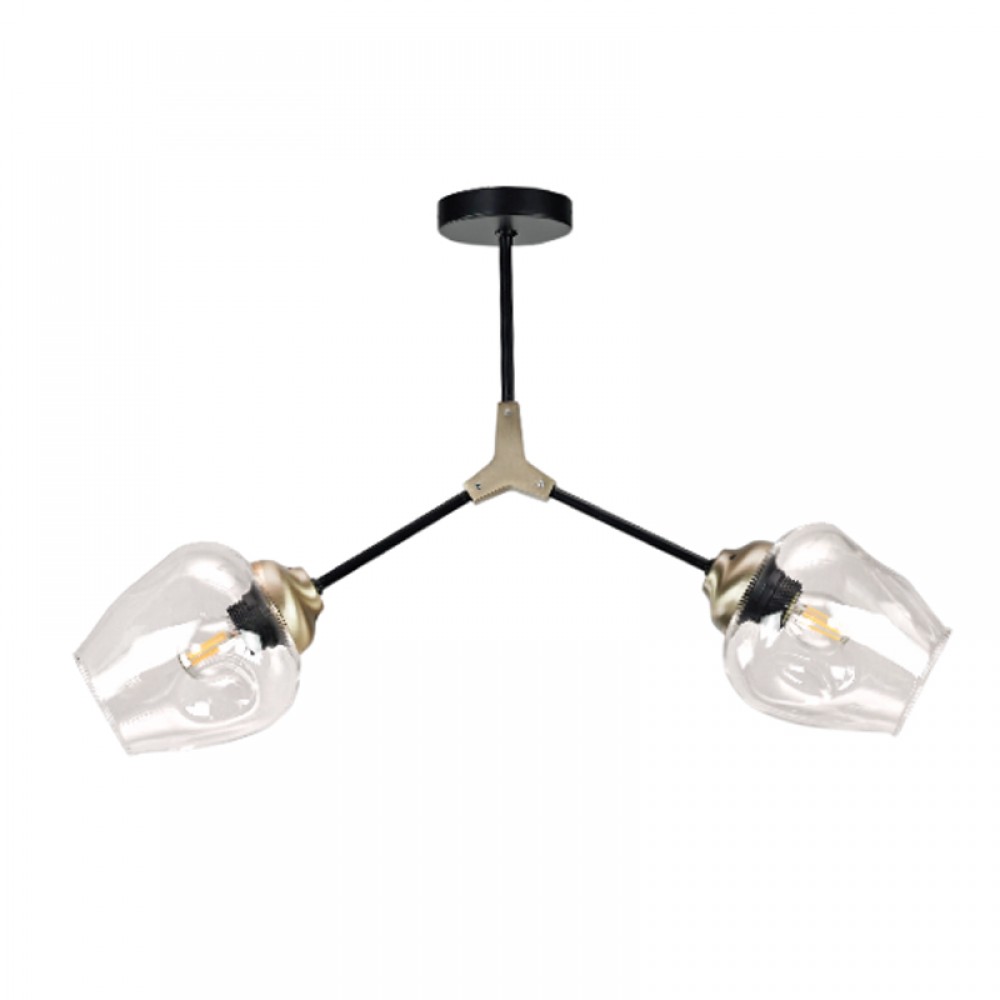 InLight Κρεμαστό φωτιστικό από μαύρο μέταλλο και διάφανο γυαλί 2XE27 D:60cm (6129-2-GL)