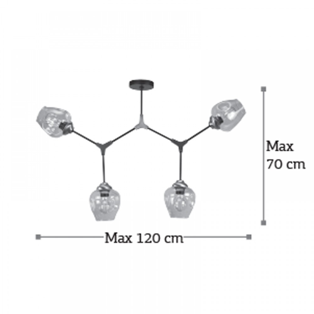 InLight Κρεμαστό φωτιστικό από μαύρο μέταλλο και διάφανο γυαλί 4XE27 D:120cm (6129-4-ΝΜ)