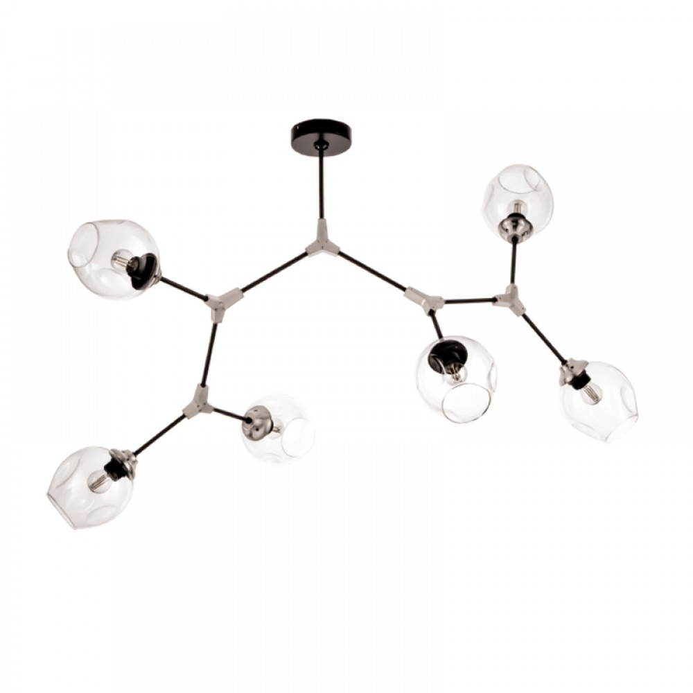 InLight Κρεμαστό φωτιστικό από μαύρο μέταλλο και διάφανο γυαλί 6XE27 D:140cm (6129-6-ΝΜ)