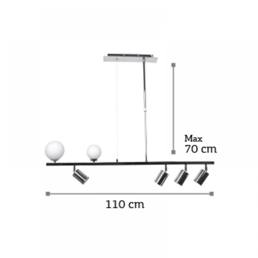 InLight Κρεμαστό φωτιστικό από χρώμιο μέταλλο και λευκή οπαλίνα 2XG9 και 4XGU10 D:110cm (6191-CH)