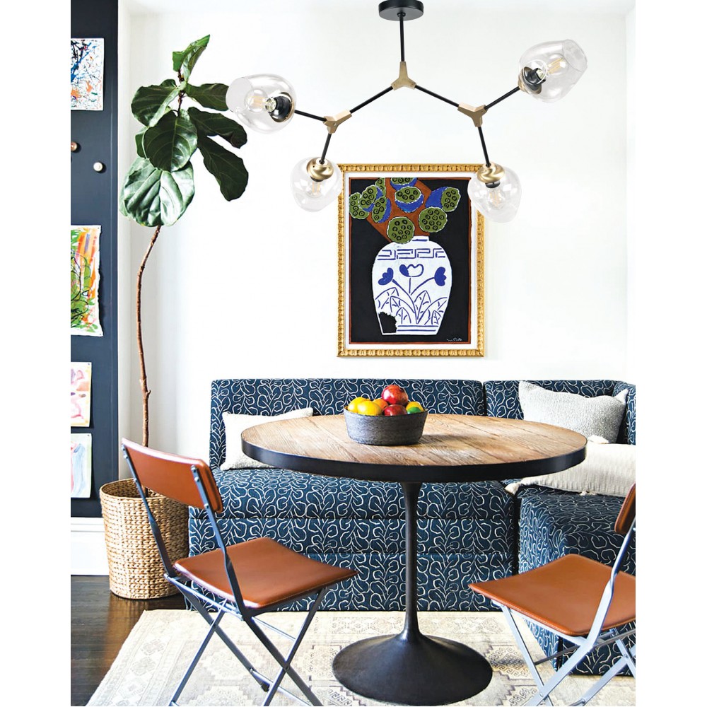 InLight Κρεμαστό φωτιστικό από μαύρο μέταλλο και διάφανο γυαλί 4XE27 D:120cm (6129-4-ΝΜ)