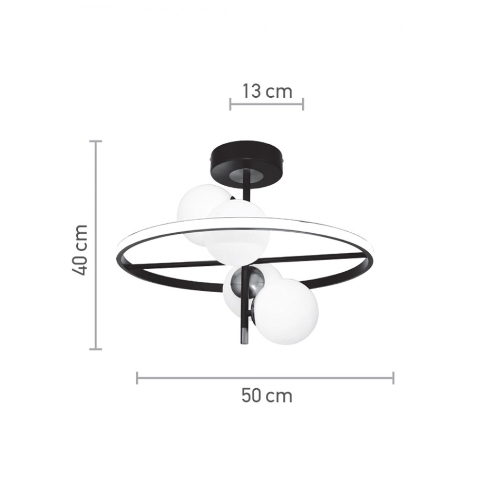 InLight Κρεμαστό φωτιστικό LED 20W 3000K και 4XG9 σε μαύρο και χρυσαφί χρώμα D:50cm (6063)
