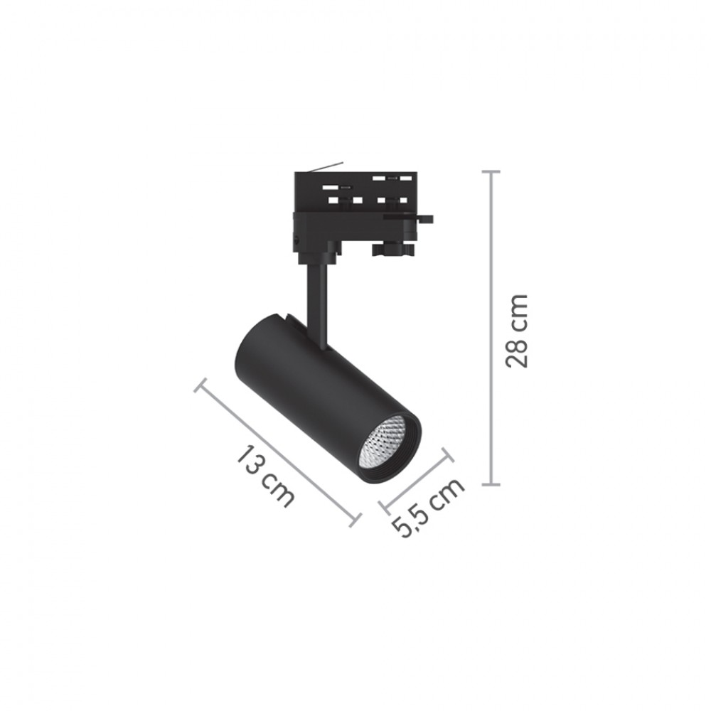InLight Σποτ τριφασικής ράγας LED 10W 3000K σε μαύρη απόχρωση D:10cmX15,5cm (T01001-BL)