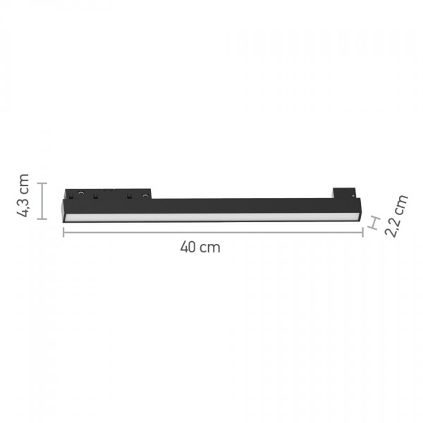 InLight Φωτιστικό LED 18W 4000K για μαγνητική ράγα σε μαύρη απόχρωση D:40cmX4,3cm (T01802-BL)