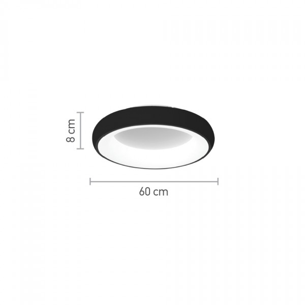 InLight Πλαφονιέρα οροφής LED 36W 3CCT (by tuya) από μαύρο και λευκό ακρυλικό D:60W (42020-A-Black)