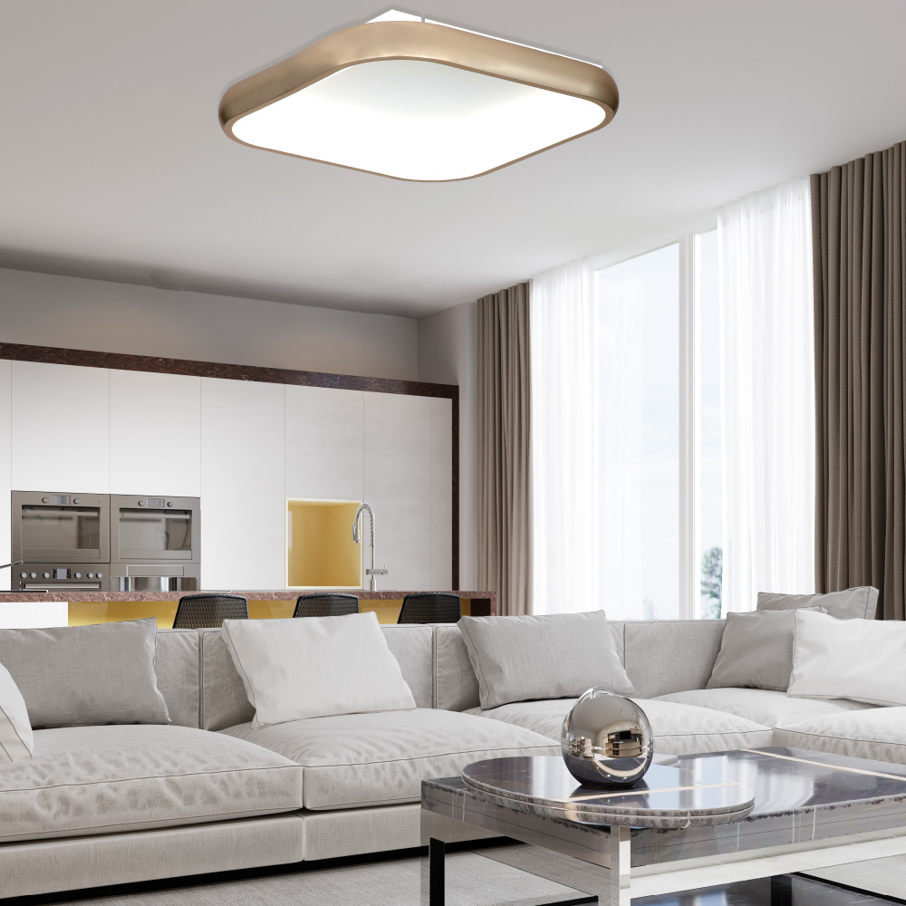 InLight Πλαφονιέρα οροφής LED 40W 3CCT από χρυσαφί μέταλλο και λευκό ακρυλικό D:45cm (42031-Golden)