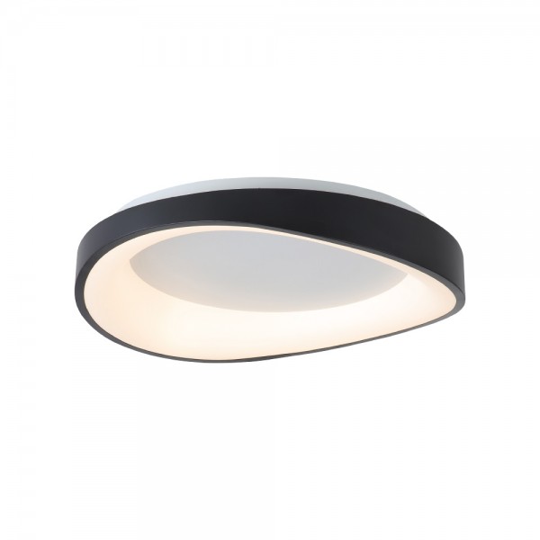 InLight Πλαφονιέρα οροφής LED 72W 3CCT (by tuya) από μαύρο μέταλλο και λευκό ακρυλικό D:52cm (42033-Black)