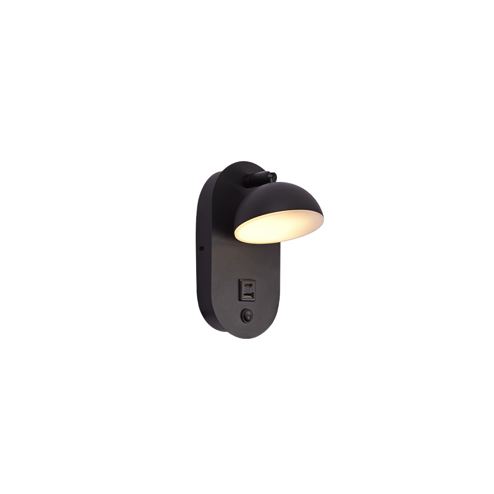 Inlight Επιτοίχιο φωτιστικό LED 7W 3000K από μαύρο μέταλλο D:22x14cm (43062)