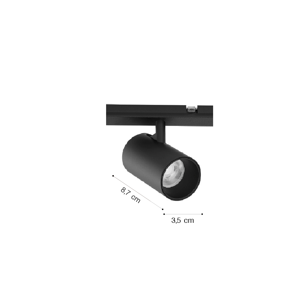 Inlight Φωτιστικό LED 7W 3000K για μαγνητική Mini ράγα σε μαύρη απόχρωση D:3,5cmx8,7cm (TMM0071-Black)