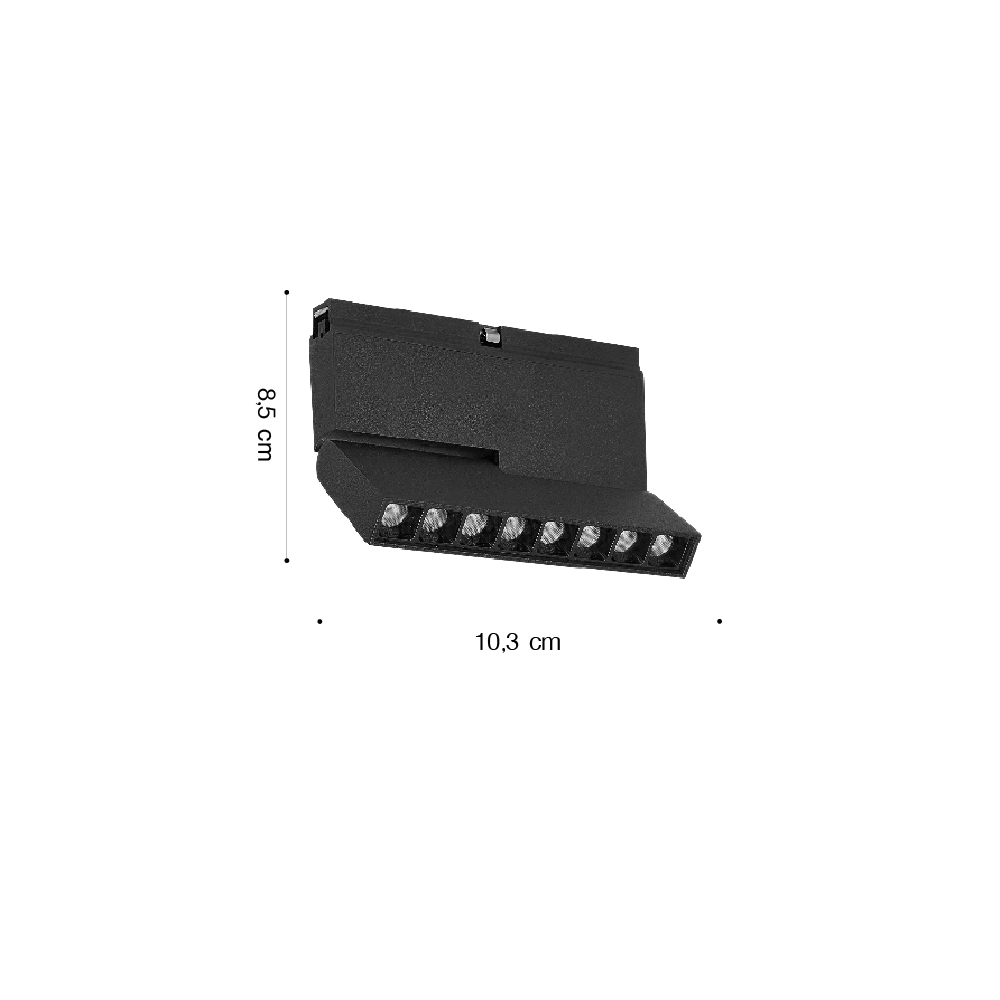 Inlight Γραμμικό φωτιστικό LED 6W 3000K για μαγνητική Mini ράγα σε μαύρη απόχρωση D:10,3cmx8,5cm (TMM0081-Black)
