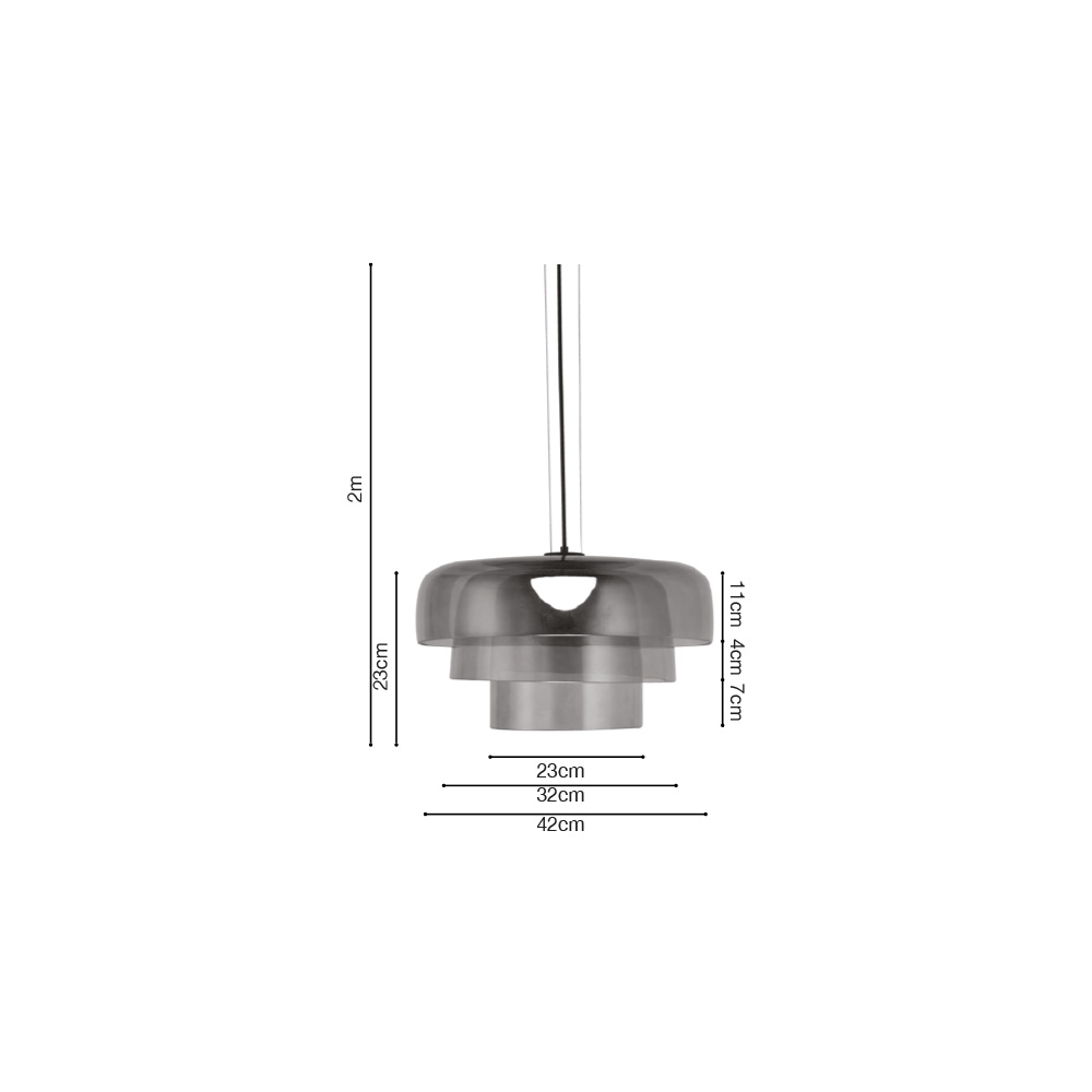 Inlight Κρεμαστό Φωτιστικό LED 12W 3000Κ απο φιμέ γυαλί D:42x23cm (4068-Smoky)