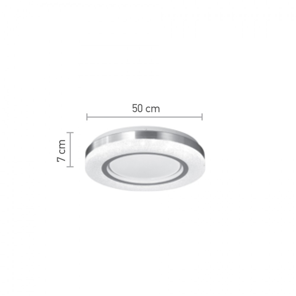 InLight Πλαφονιέρα οροφής LED 72W 3CCT (by tuya) από λευκό και ασημί ακρυλικό D:50cm (42016-Α)