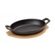 ΣΑΓΑΝΑΚΙ ΟΒΑΛ CAST-IRON ΜΑΥΡΟ 18(22 INCL. HANDLES)X13X5CM  330ML ΜΕ ΒΑΣΗ BAMBOO